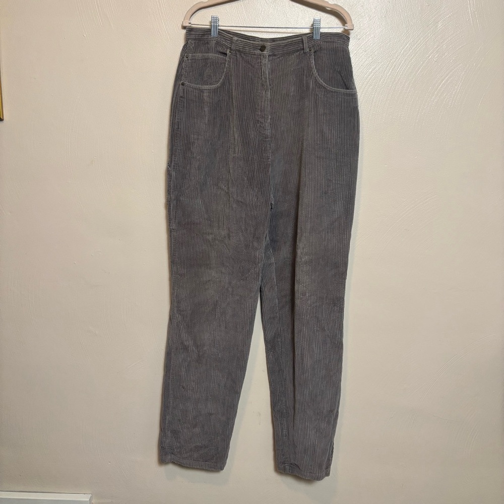 NWT J. Jill  Women High Rise Thick Corduroy Carpenter Pants Gray Silver Size 16T